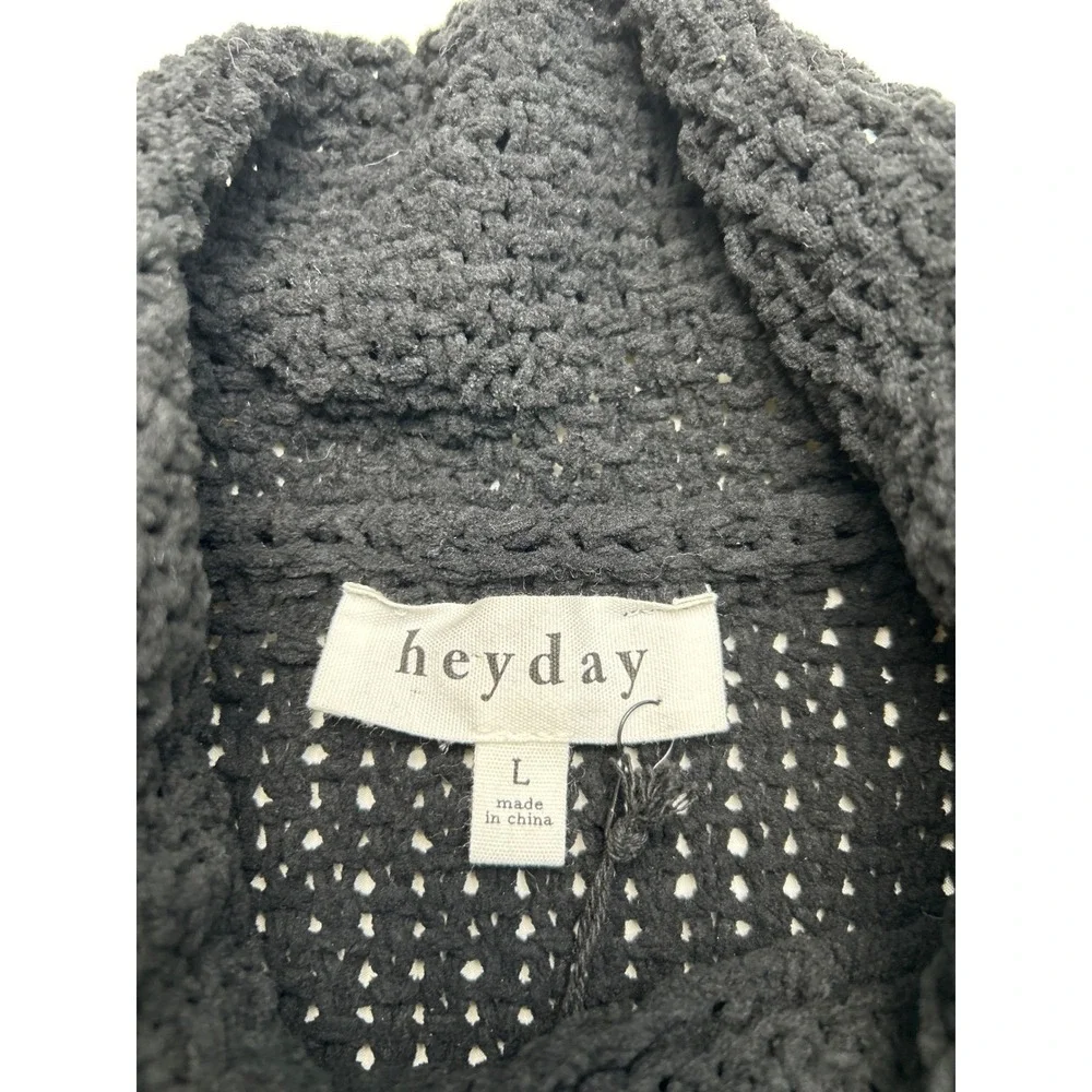 NWT Heyday Haylen Sleeveless Cowl Neck Chunky Open Knit Sweater Black Size L